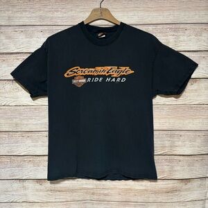 Harley-Davidson 2011 Aurora Colorado Black and Orange Tee XLarge